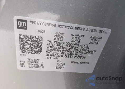2026 Chevrolet Equinox Fwd Lt from USA, damaged, VIN 3GNAXHEG9TL250808